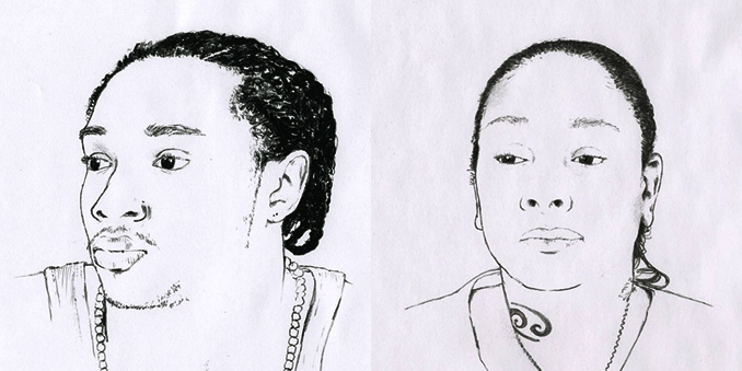Drawings of Rikers Island detainees by Ricardo Cortés.