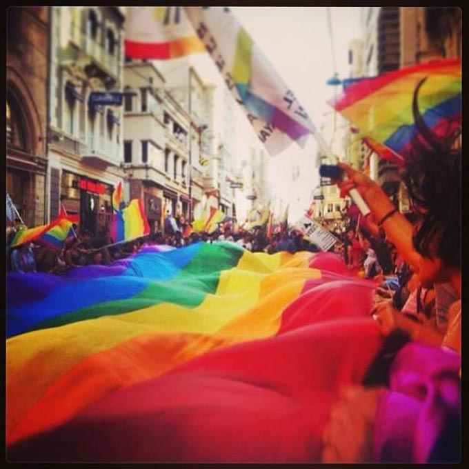 An LGBT pride walk in Istanbul. Photo by Defne Ayas, 2013.